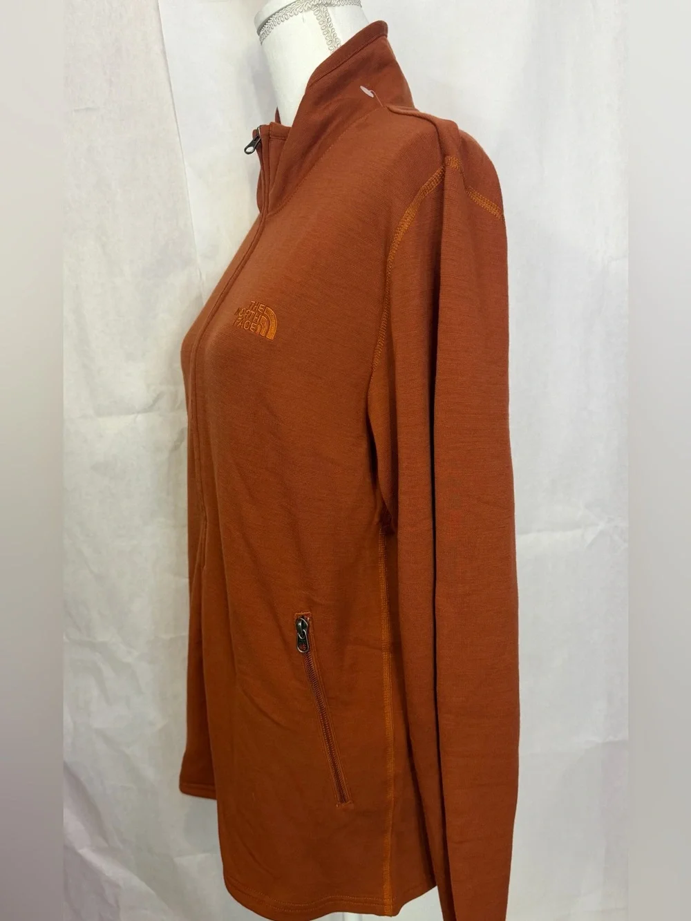 The North Face Men’s Zip-Up Fleece Sweater - Rust Orange